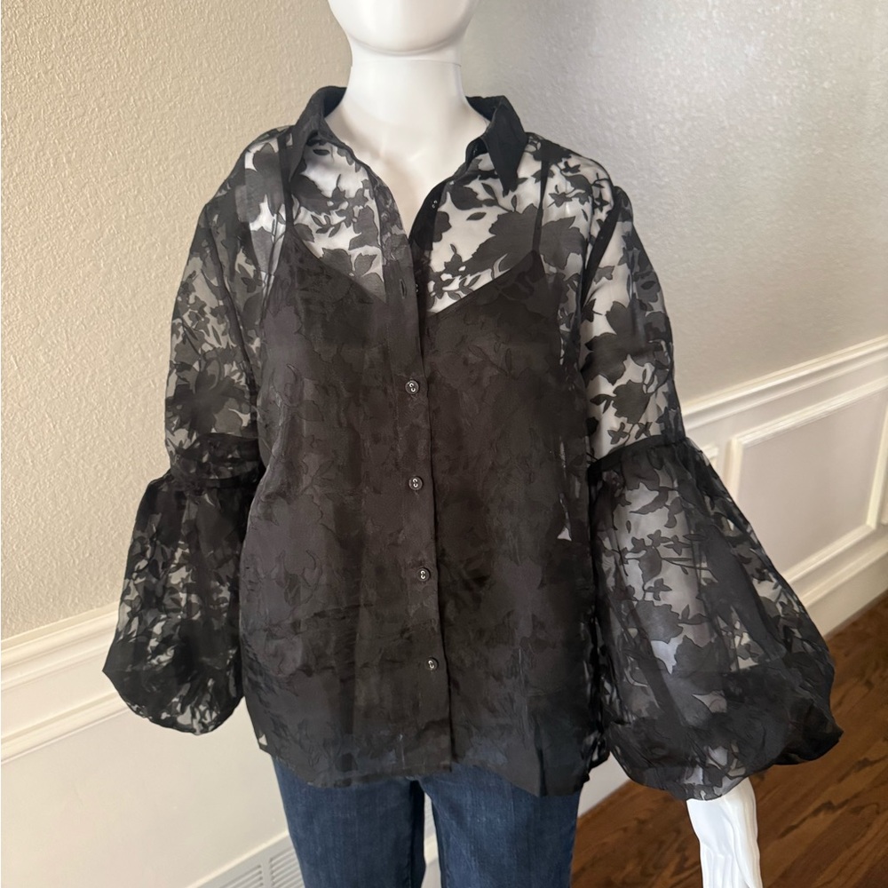 Flying Tomato Black Floral Blouse